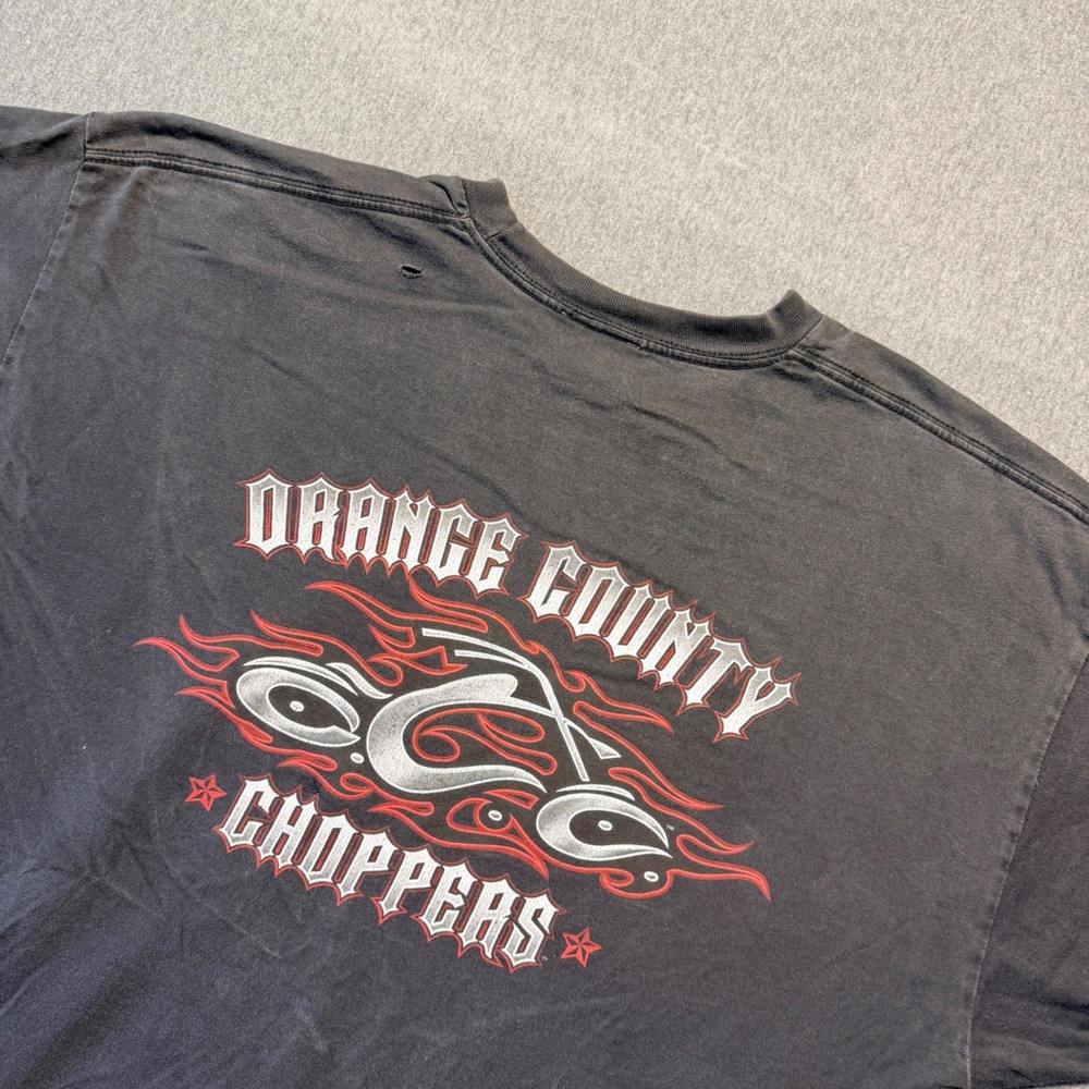 Orange County Choppers Mens XXL Graphic T-Shirt Faded Black Biker Tee Cotton